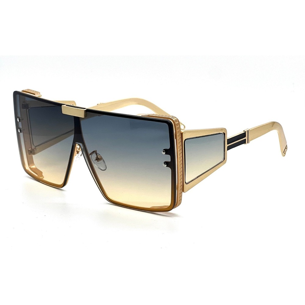 Sunglasses Gold Frame Green Gradient Lens Oversized Fashion Luxury Party Shades - Picture 6 of 13